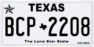 TX license plate BCP2208