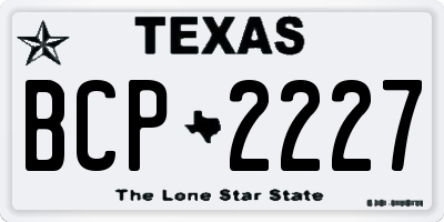 TX license plate BCP2227
