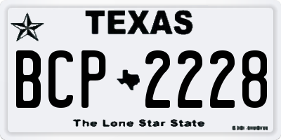 TX license plate BCP2228