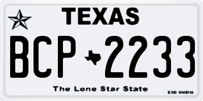 TX license plate BCP2233