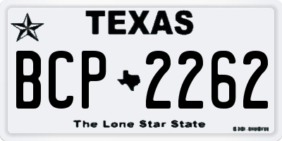 TX license plate BCP2262