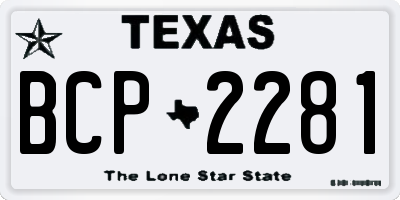 TX license plate BCP2281