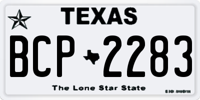 TX license plate BCP2283