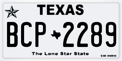 TX license plate BCP2289