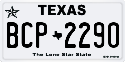 TX license plate BCP2290