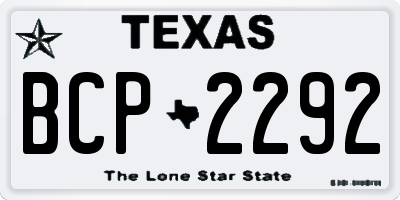 TX license plate BCP2292