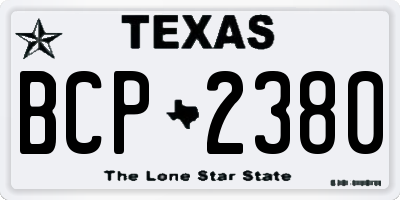TX license plate BCP2380