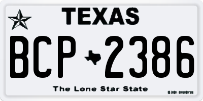 TX license plate BCP2386