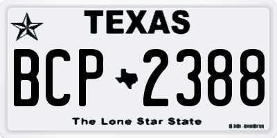 TX license plate BCP2388