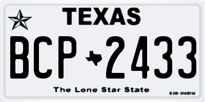 TX license plate BCP2433