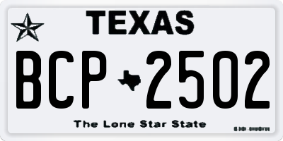 TX license plate BCP2502