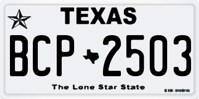 TX license plate BCP2503