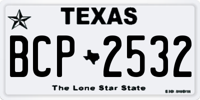 TX license plate BCP2532