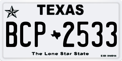 TX license plate BCP2533
