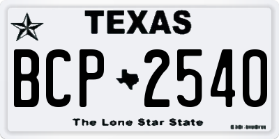 TX license plate BCP2540