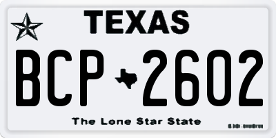 TX license plate BCP2602