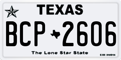 TX license plate BCP2606