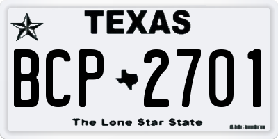 TX license plate BCP2701