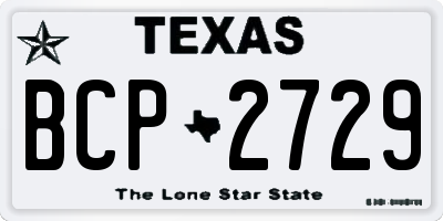 TX license plate BCP2729