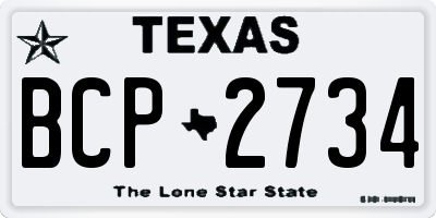 TX license plate BCP2734