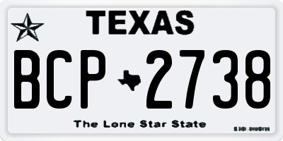 TX license plate BCP2738
