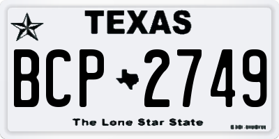 TX license plate BCP2749