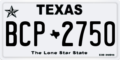 TX license plate BCP2750