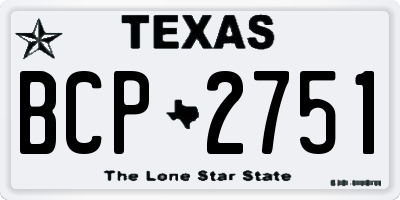TX license plate BCP2751