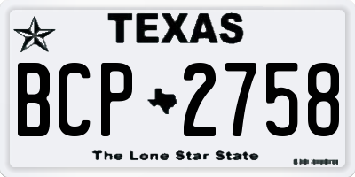 TX license plate BCP2758