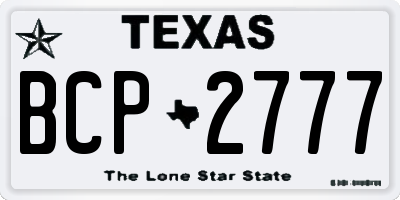 TX license plate BCP2777