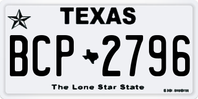 TX license plate BCP2796