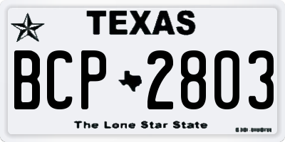 TX license plate BCP2803