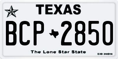 TX license plate BCP2850