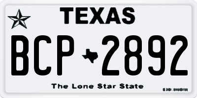 TX license plate BCP2892