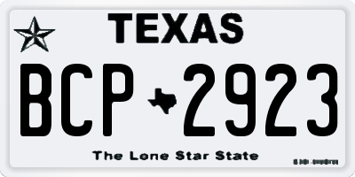 TX license plate BCP2923