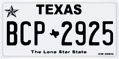 TX license plate BCP2925