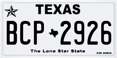 TX license plate BCP2926