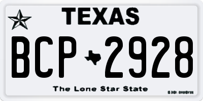 TX license plate BCP2928