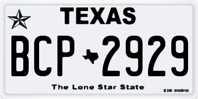TX license plate BCP2929