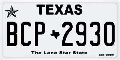 TX license plate BCP2930