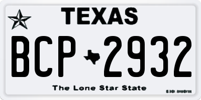 TX license plate BCP2932