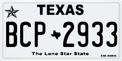 TX license plate BCP2933