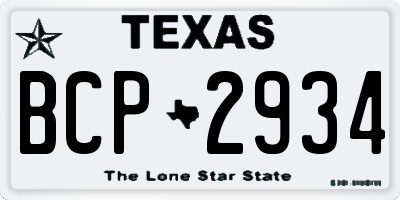 TX license plate BCP2934