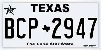 TX license plate BCP2947