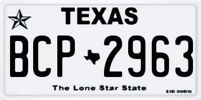 TX license plate BCP2963