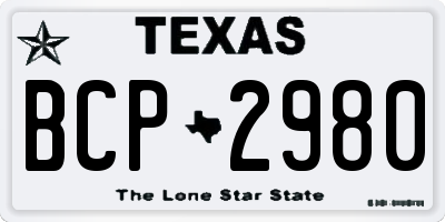TX license plate BCP2980