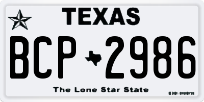 TX license plate BCP2986