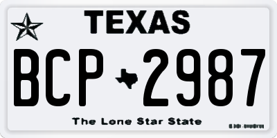 TX license plate BCP2987