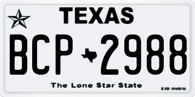TX license plate BCP2988