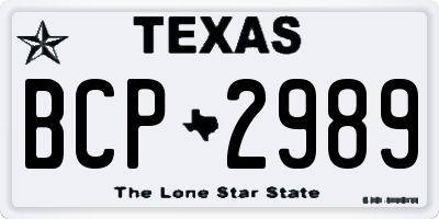 TX license plate BCP2989